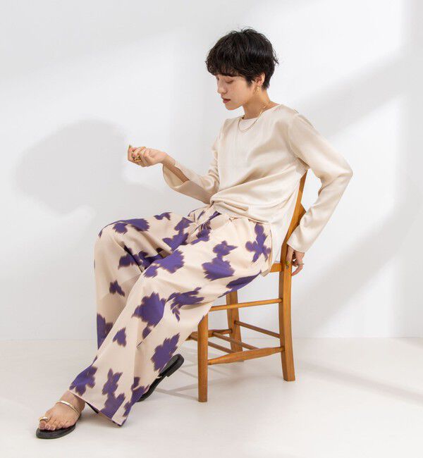 NOLLEY'S「リラックスサテン長袖Tブラウス」|シャツ・ブラウス|