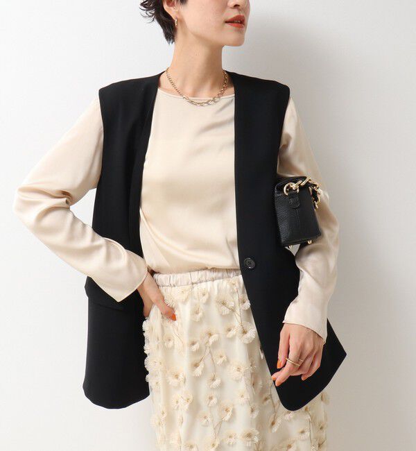 NOLLEY'S「リラックスサテン長袖Tブラウス」|シャツ・ブラウス|