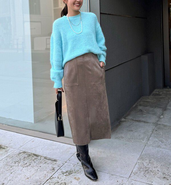 NOLLEY'S「ウォッシャブルダンボールスエードポケ付きタイトスカート」|タイト|