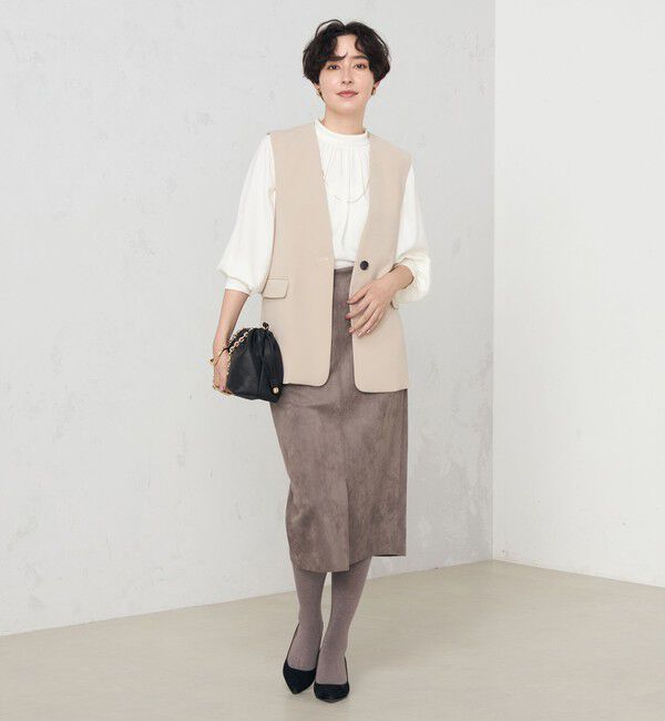 NOLLEY'S「ウォッシャブルダンボールスエードポケ付きタイトスカート」|タイト|