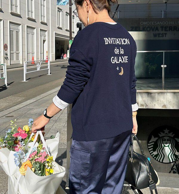 Rie Miller「《手洗い可能》ロゴジャガード2WAYニット(星)」|カーディガン|