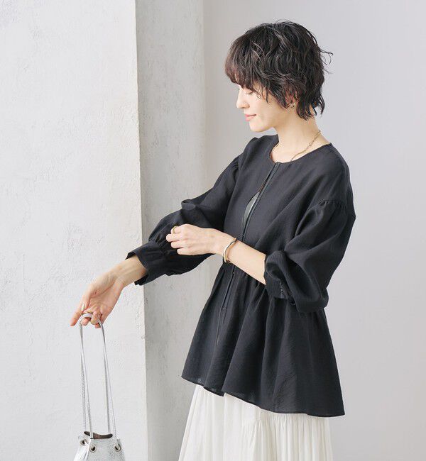 NOLLEY'S「シアーシルクペプラムブラウス」|シャツ・ブラウス|ブラック