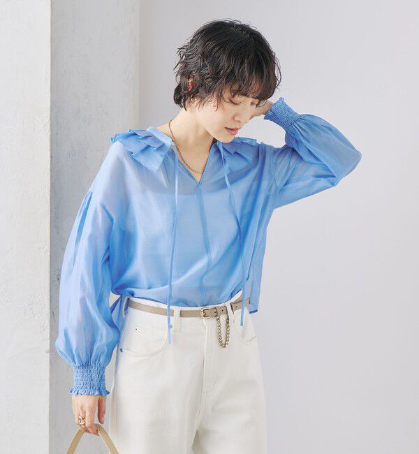 NOLLEY'S「ラッフル衿シアーブラウス」|シャツ・ブラウス|