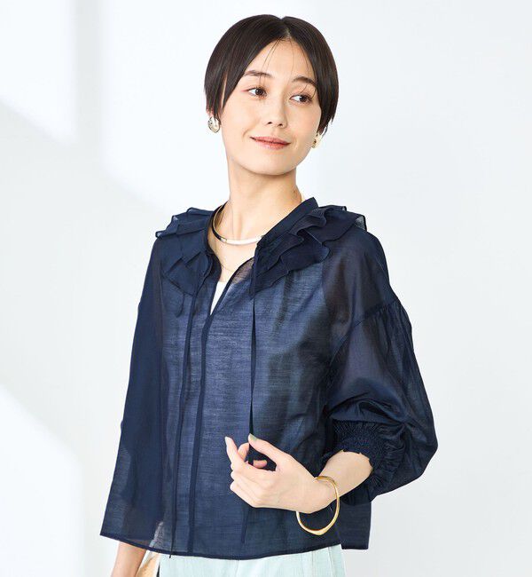 NOLLEY'S「ラッフル衿シアーブラウス」|シャツ・ブラウス|
