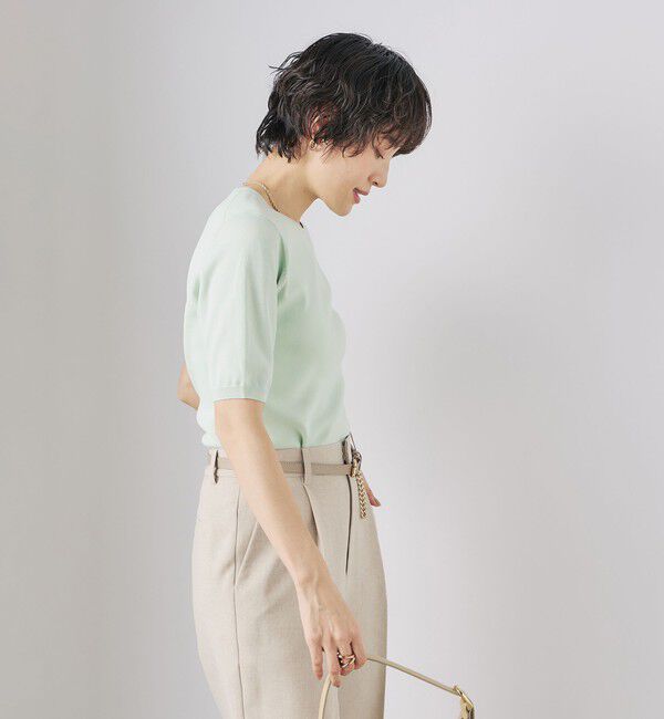 NOLLEY'S sophi「《アンサンブル対応》《手洗い可能》マルチファンクション総針ショートスリーブプルオーバーニット」|ニット・セーター|