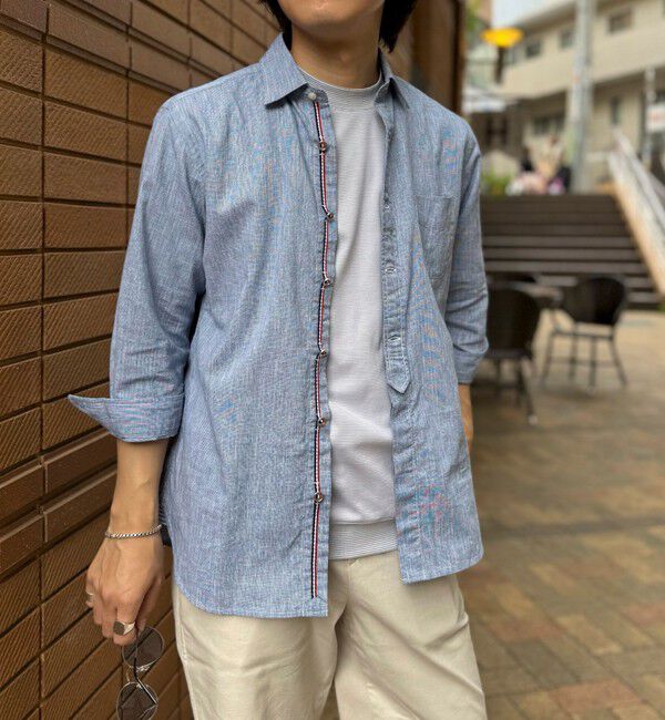 NOLLEY'S goodman「綿麻パラシュートボタン 7分袖シャツ 25SS」|シャツ・ブラウス|