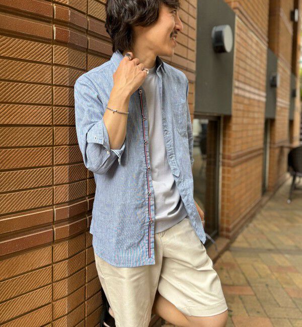 NOLLEY'S goodman「綿麻パラシュートボタン 7分袖シャツ 25SS」|シャツ・ブラウス|