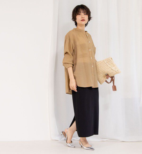 NOLLEY'S「《セットアップ対応》ウォッシャブルニットジョーゼットタイトミディスカート」|タイト|