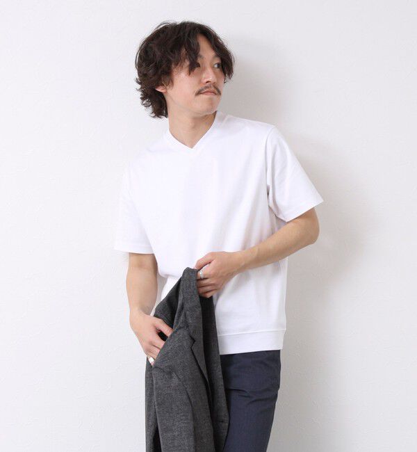 NOLLEY'S goodman「《ビジカジ対応》シルケットスムース Vネック ドレスTシャツ 25SS」|Tシャツ・カットソー|