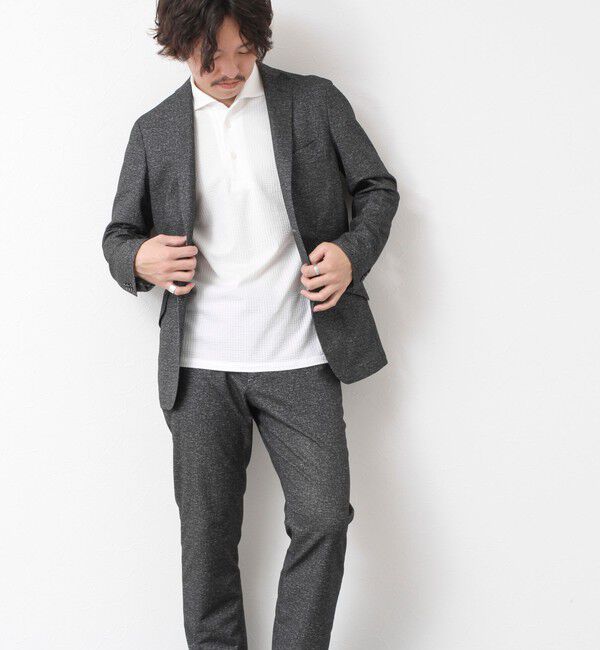 NOLLEY'S goodman「《ビジカジ対応》ハイゲージサッカーストライプ ワンピースカラーポロ ビズポロ 25SS」|ポロシャツ|