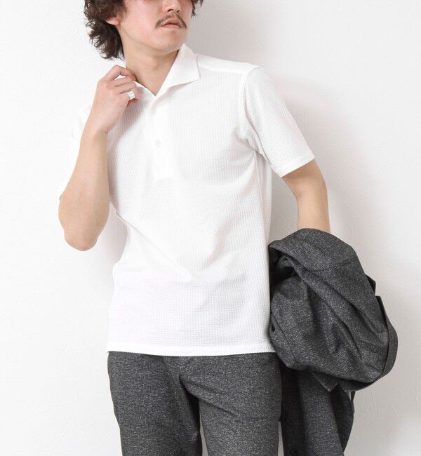 NOLLEY'S goodman「《ビジカジ対応》ハイゲージサッカーストライプ ワンピースカラーポロ ビズポロ 25SS」|ポロシャツ|