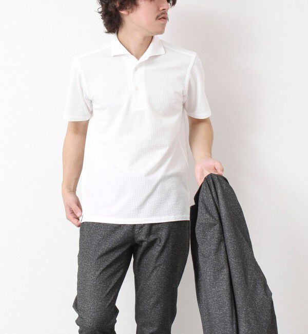 NOLLEY'S goodman「《ビジカジ対応》ハイゲージサッカーストライプ ワンピースカラーポロ ビズポロ 25SS」|ポロシャツ|