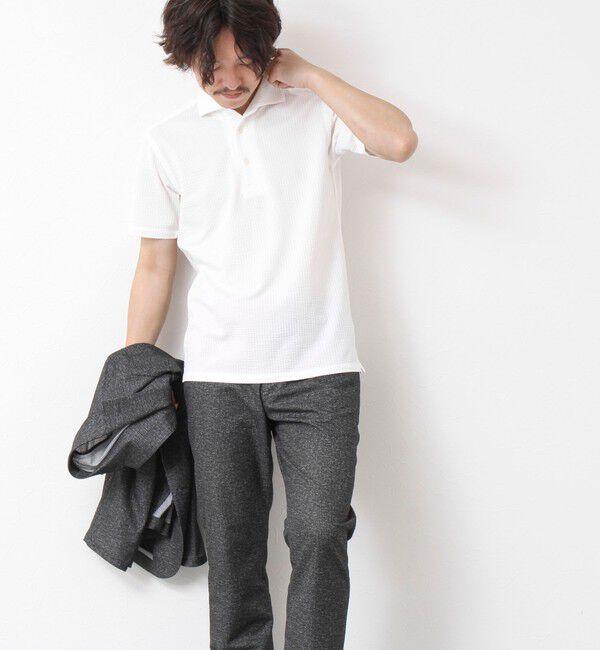 NOLLEY'S goodman「《ビジカジ対応》ハイゲージサッカーストライプ ワンピースカラーポロ ビズポロ 25SS」|ポロシャツ|