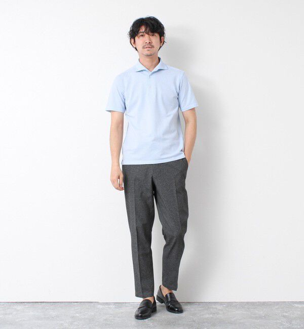 NOLLEY'S goodman「《ビジカジ対応》ハイゲージサッカーストライプ ワンピースカラーポロ ビズポロ 25SS」|ポロシャツ|