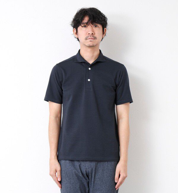 NOLLEY'S goodman「《ビジカジ対応》ハイゲージサッカーストライプ ワンピースカラーポロ ビズポロ 25SS」|ポロシャツ|