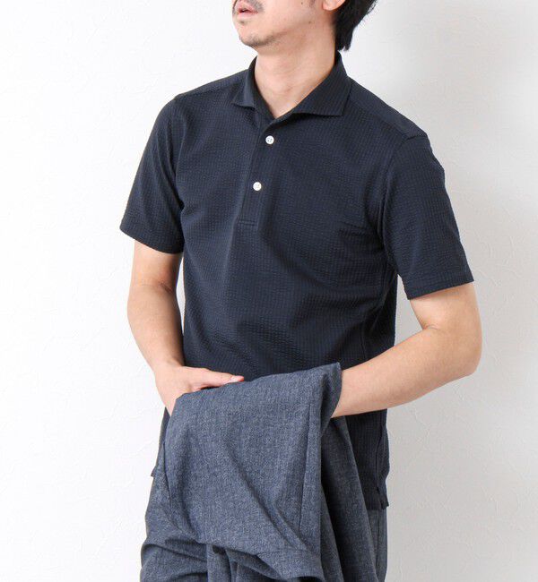 NOLLEY'S goodman「《ビジカジ対応》ハイゲージサッカーストライプ ワンピースカラーポロ ビズポロ 25SS」|ポロシャツ|