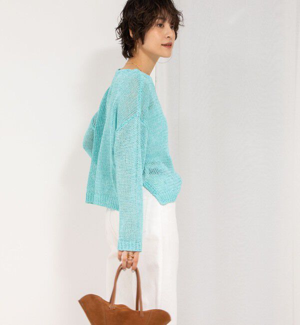 Rie Miller「《手洗い可能》ギマ ポリ/リネン ボートネックプルオーバーニット」|ニット・セーター|