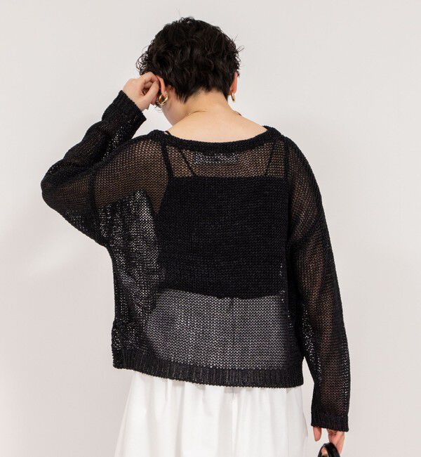 Rie Miller「《手洗い可能》ギマ ポリ/リネン ボートネックプルオーバーニット」|ニット・セーター|