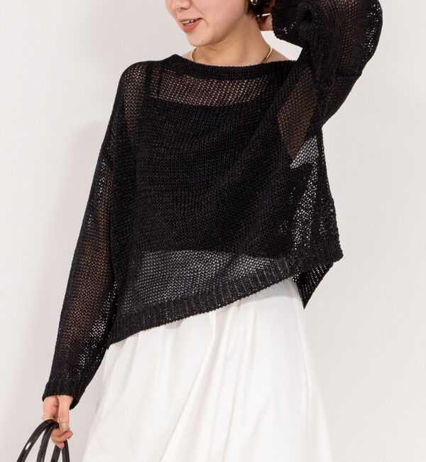 Rie Miller「《手洗い可能》ギマ ポリ/リネン ボートネックプルオーバーニット」|ニット・セーター|