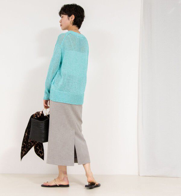 Rie Miller「《手洗い可能》ギマ ポリ/リネン Vネックカーディガン」|カーディガン|