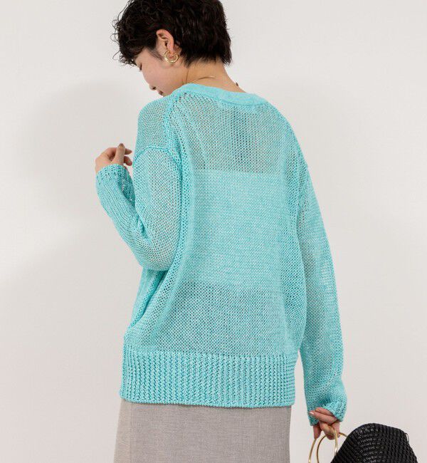 Rie Miller「《手洗い可能》ギマ ポリ/リネン Vネックカーディガン」|カーディガン|