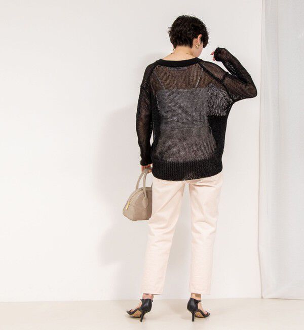 Rie Miller「《手洗い可能》ギマ ポリ/リネン Vネックカーディガン」|カーディガン|