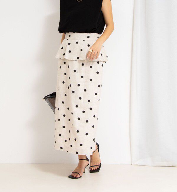 NOLLEY'S「ドットプリントタイトミディスカート」|タイト|