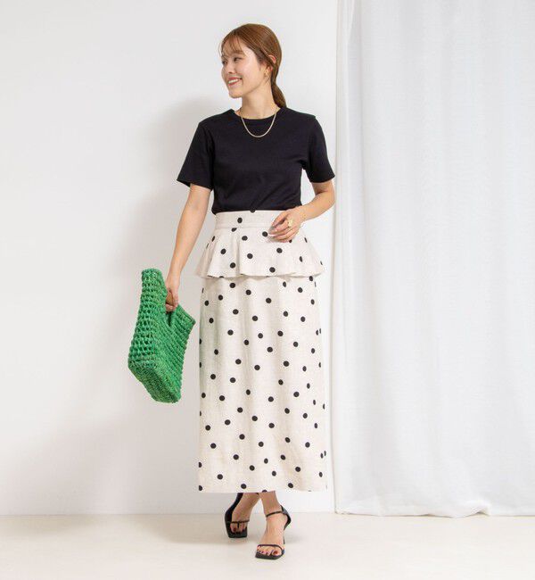 NOLLEY'S「ドットプリントタイトミディスカート」|タイト|