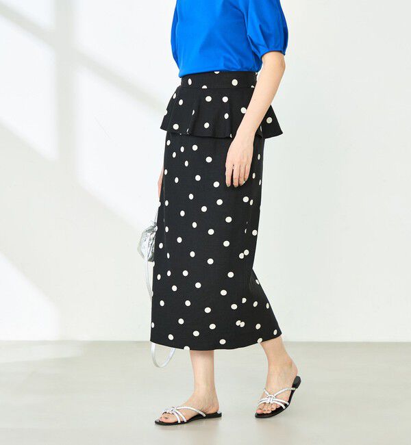 NOLLEY'S「ドットプリントタイトミディスカート」|タイト|ブラック系その他3