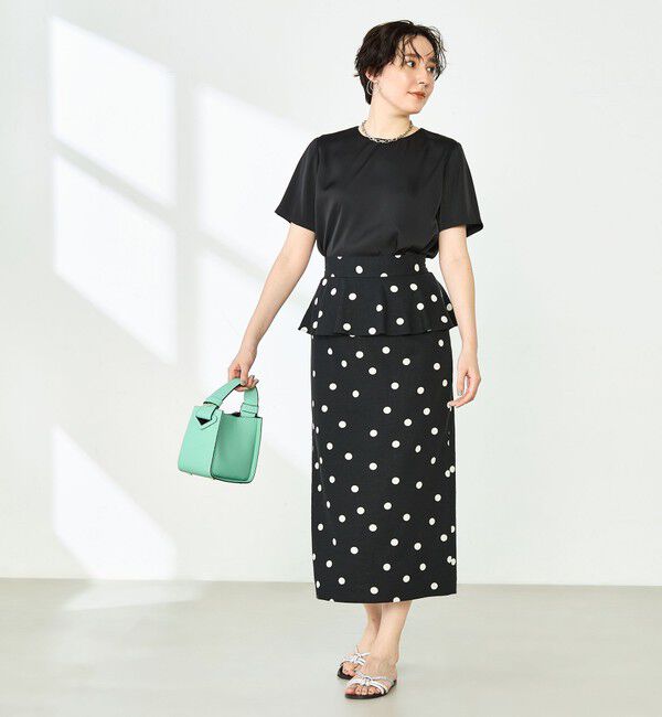 NOLLEY'S「ドットプリントタイトミディスカート」|タイト|