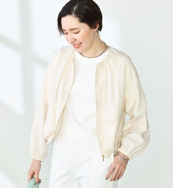 NOLLEY'S「ウォッシャブルブライトローンショートブルゾン」|ブルゾン・スタジャン|