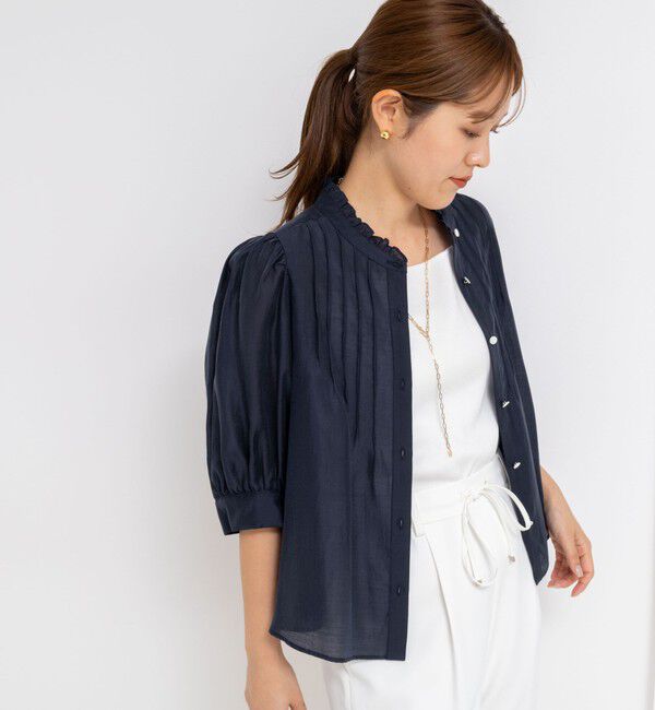 NOLLEY'S「5分袖衿フリルブラウス」|シャツ・ブラウス|