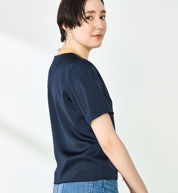 NOLLEY'S「オトナサテン半袖Tブラウス」|シャツ・ブラウス|