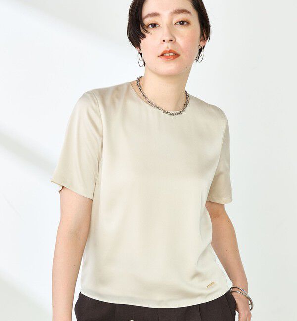 NOLLEY'S「オトナサテン半袖Tブラウス」|シャツ・ブラウス|