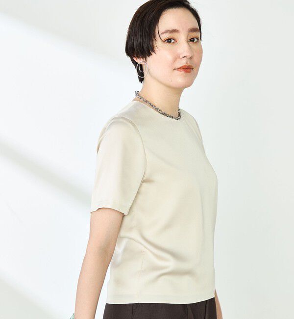 NOLLEY'S「オトナサテン半袖Tブラウス」|シャツ・ブラウス|