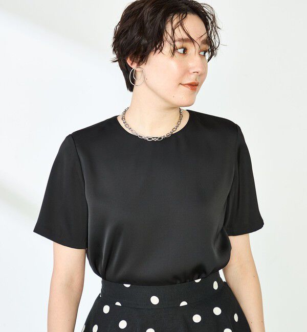 NOLLEY'S「オトナサテン半袖Tブラウス」|シャツ・ブラウス|