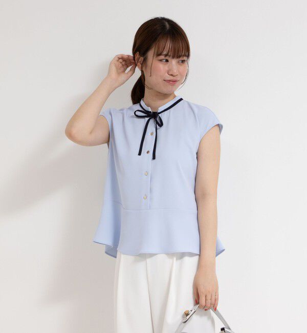 NOLLEY'S sophi「ペプラムリボンフレンチスリーブブラウス」|シャツ・ブラウス|