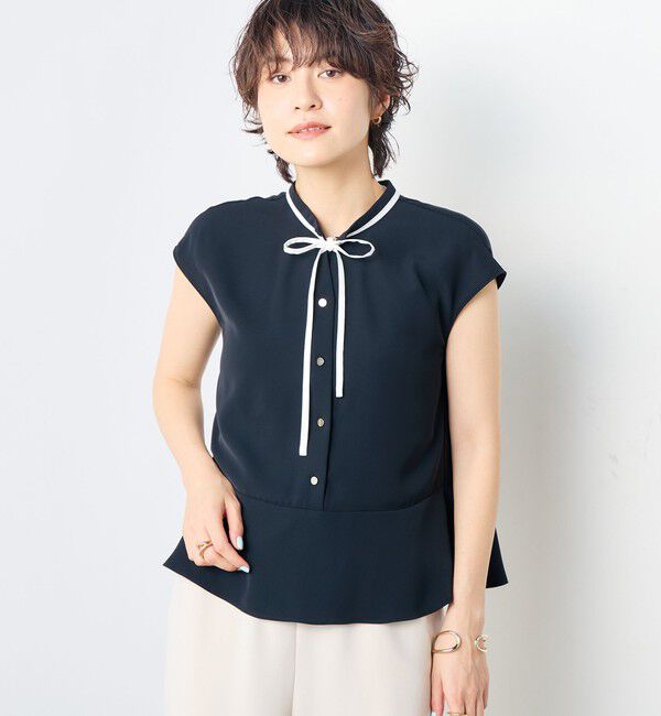 NOLLEY'S sophi「ペプラムリボンフレンチスリーブブラウス」|シャツ・ブラウス|