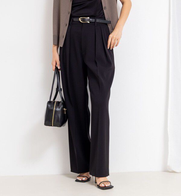 NOLLEY'S sophi「ウォッシャブル強撚ツイルワイドパンツ」|その他|ブラック