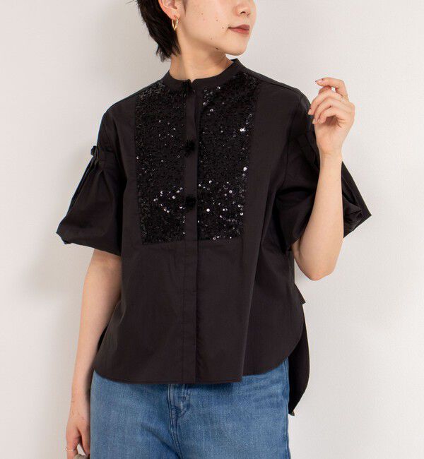 NOLLEY'S「【MARILYN MOON/マリリーンムーン】フリンジビーズモチーフハーフスリーブブラウス」|シャツ・ブラウス|