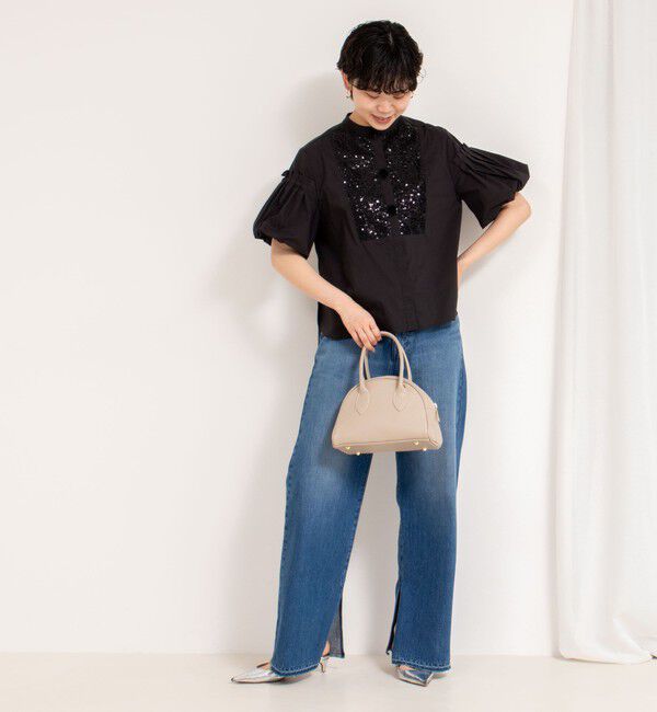 NOLLEY'S「【MARILYN MOON/マリリーンムーン】フリンジビーズモチーフハーフスリーブブラウス」|シャツ・ブラウス|