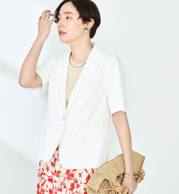 NOLLEY'S sophi「《セットアップ対応》ウォッシャブルツイル半袖ジャケット」|テーラードジャケット|