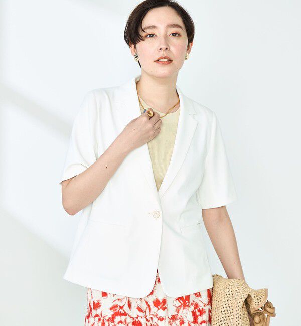 NOLLEY'S sophi「《セットアップ対応》ウォッシャブルツイル半袖ジャケット」|テーラードジャケット|