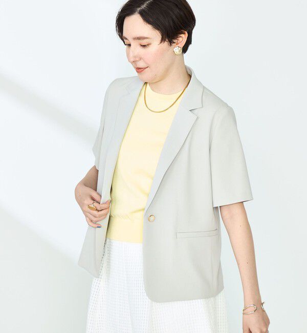 NOLLEY'S sophi「《セットアップ対応》ウォッシャブルツイル半袖ジャケット」|テーラードジャケット|