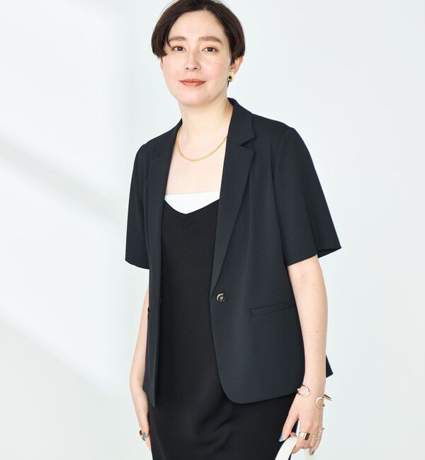NOLLEY'S sophi「《セットアップ対応》ウォッシャブルツイル半袖ジャケット」|テーラードジャケット|