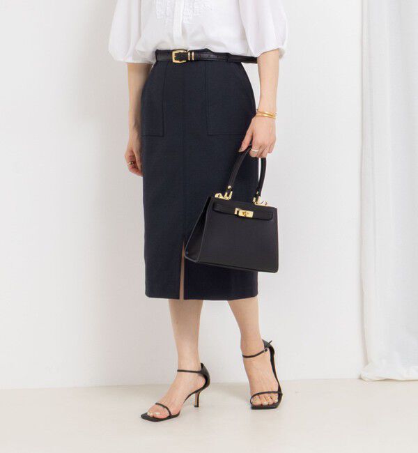 NOLLEY'S「ウォッシャブル高機能ドライオックスポケ付きタイトスカート」|タイト|ネイビー