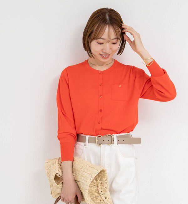 NOLLEY'S sophi「《アンサンブル対応/手洗い可能》綿ポリポケ付きCクルーネックカーディガン」|カーディガン|