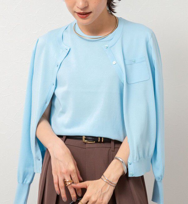 NOLLEY'S sophi「《アンサンブル対応/手洗い可能》綿ポリポケ付きCクルーネックカーディガン」|カーディガン|