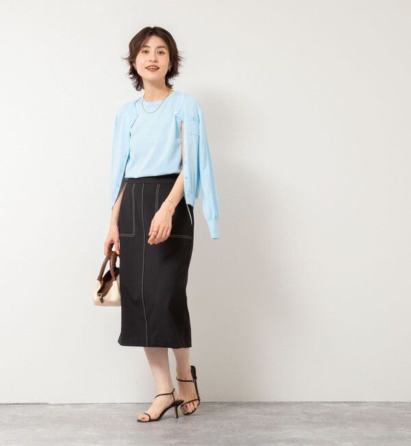 NOLLEY'S sophi「《アンサンブル対応/手洗い可能》綿ポリポケ付きCクルーネックカーディガン」|カーディガン|