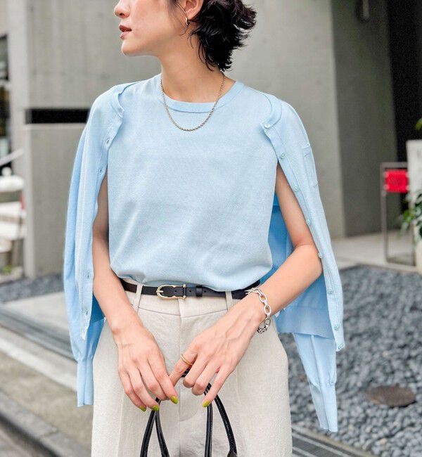 NOLLEY'S sophi「《アンサンブル対応/手洗い可能》綿ポリポケ付きCクルーネックカーディガン」|カーディガン|